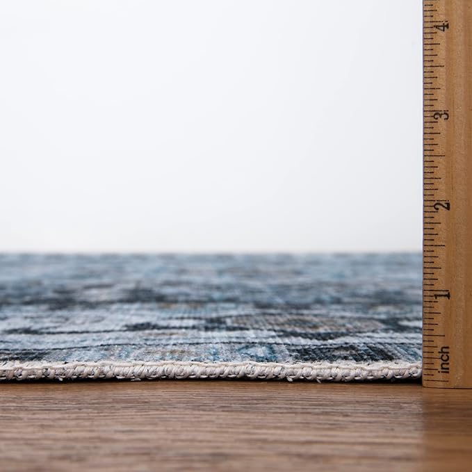 Bloom Rugs Caria Washable Non-Slip 3x5 Rug - Navy Blue Traditional Area Rug for Living Room, Bedroom, Dining Room, and Kitchen - Exact Size: 3' x 5'