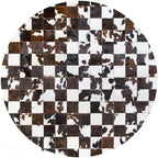Sn Alef Home Black & White Round Rug | Checkered Floral Designer Carpet for Living Room | Handcrafted Circular Floor Mat for Home Decor & Meditation Space(3x3)