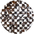 Sn Alef Home Black & White Round Rug | Checkered Floral Designer Carpet for Living Room | Handcrafted Circular Floor Mat for Home Decor & Meditation Space(6x6)