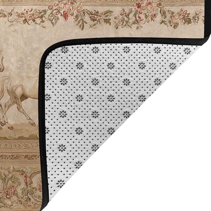 Horse Western Boho Ethnic Style Area Rug Washable Outdoor Rugs Anti-Slip Soft Carpet Entryway Indoor Door Mat for Bedroom,Living Room,Porch,Terrace and Entrance Decor 2'x 1'