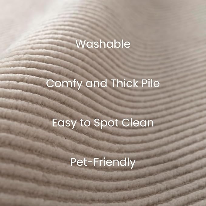 Revival Rugs Stripe 2'7"x9' Machine Washable Runner Rug for Hallway Entryway - 100% Recycled Oeko-TEX Certified, Medium Pile, Taupe