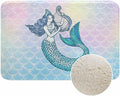 Mermaid with Harp Bath Mat for Bathroom Colorful Fantasy Scales Unicorn Pink Gradient Texture Bath Rugs Door Mat Non Slip Rubber Backed Bathroom Floor Mat for Bathtub Sink Shower 16"X24"