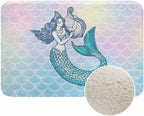 Mermaid with Harp Bath Mat for Bathroom Colorful Fantasy Scales Unicorn Pink Gradient Texture Bath Rugs Door Mat Non Slip Rubber Backed Bathroom Floor Mat for Bathtub Sink Shower 16"X24"