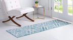 Rugs.com Lattice Trellis Collection Rug – 6 Ft Runner Blue Low-Pile Rug Perfect for Hallways, Entryways