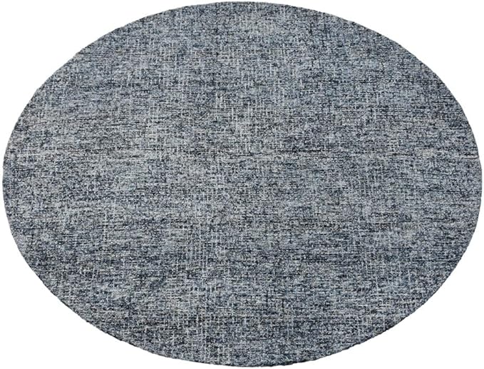 Hand Tufted Wool ECO-Friendly Area Rugs - 8'x8', Round Shape, Dark & Blue, Solid Plain Design, High Pile Thick Handmade Anti Skid Area Rugs for Living Room, Bed Room (KWC111)