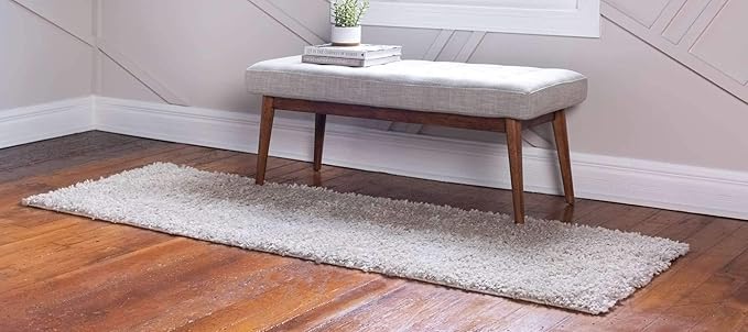 Unique Loom Davos Shag Collection Area Rug - Solid (2' 2" x 6' 9" Runner, Linen)