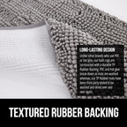 GORILLA GRIP Bath Rug Mat 60x24, Thick Soft Absorbent Chenille, Quick Dry Microfiber Mats, Rubber Backing Washable Shower Floor Rugs, Bathmat Runner, US Designed Bathroom Home Decor Accessories Grey