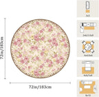 6ft Round Machine Washable Area Rug for Living Room, Pink Vintage Boho Floral Rug Large Non-Slip Low Pile Soft Faux Wool Carpet, Kids and Pets Friendly for Bedroom Nursery Farmhouse Home Decor Rug