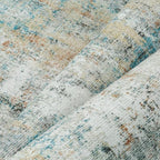 8x10 Washable Area Rug Teal Beige Abstract Living Room Bedroom Carpet Neutral Modern Non-Slip Soft Low Pile Lightweight Vacuumable Large Throw Rug for Dining Room