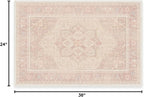 RUGGABLE Washable Area Rug – Kamran Soft Pink 2x3, Stain-Resistant, Non-Slip – Small Machine Washable Rugs for Living Room, Bedroom, Hallway, Entryway & Bathroom–with Cushioned Pad