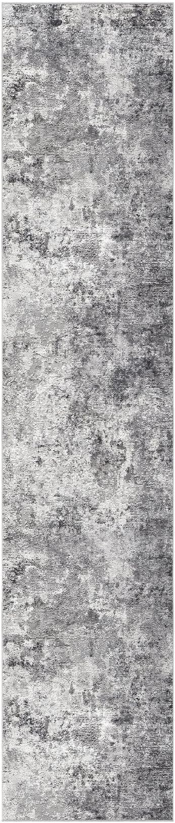 3X12 Washable Runner Rug for Hallway: Soft Neutral Modern Abstract Area Rug - Non-Slip Low Pile Long Throw Indoor Carpet for Kitchen Entryway Kitchen Bedroom Laundry - Grey
