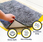 Muddy Mat® AS-SEEN-ON-TV Highly Absorbent Microfiber Door Mat and Pet Rug, Non Slip Thick Washable Area and Bath Mat Soft Chenille for Kitchen Bathroom Bedroom Indoor and Outdoor - Baby Blue 18"X28"