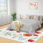 Little Red Flower Rugs for Bedroom - 4x6 Area Rug - Abstract 3D Flowers Rugs for Living Room, Modern Simple Art Rug, Non-Slip Washable Home Decor Carpet