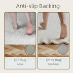 4x4 Round Solid Fluffy White Area Rug – Washable, Durable, Circle Bedroom Rug, Non-Slip High Pile Shag Rugs for Living Room, Bedside, Dorms, Nursery Rooms, Kids Room, Soft Indoor Floor Carpet