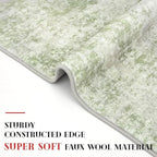 Modern Abstract Hallway Runner Rug, Sage Green Grey 2x8 Runner Rug, Washable Kitchen Runner Non-Slip Soft Thin Print Faux Wool Carpet for Entryway Bedroom Laundry Room Indoor