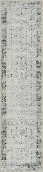 Morebes Vintage Hallway Runner Rug 2x10,Machine Washable Kitchen Runner Rugs Non Skid Washable,Soft Distressed Non-Shedding Carpet Runner for Entryway Foyer Bedside Playroom,Grey