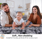 Beglad Fluffy Large Area Rugs 9x12 Feet, Modern Minimalist Style Shag Fuzzy Rugs, Non-Slip Indoor Carpet Soft Rugs for Kids Room, Bedroom & Living Room, Tie-Dyed Dark Grey