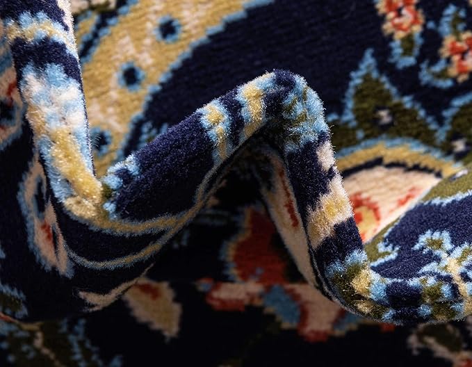 Unique Loom Espahan Collection Area Rug - Cape Cod (9'x 12' Rectangle, Navy Blue/ Black)