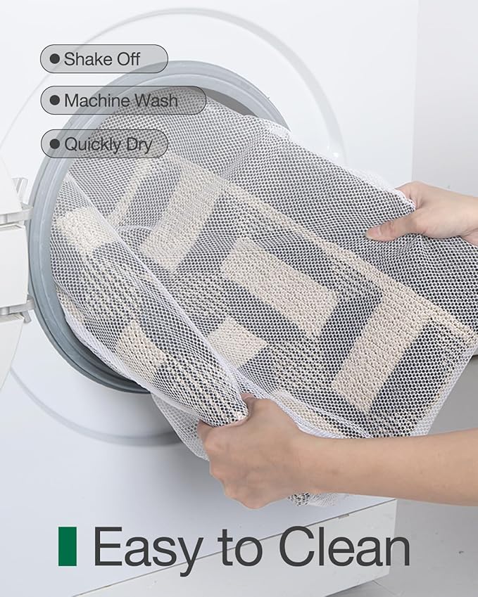 LUMI Washable Indoor Entrance Doormat 32x48, Absorbent Quick-Dry Dirt Trapper Mats for Dogs, Rubber Backing Non-Slip Low Profile Entryway Door Mat for High Traffic, Grey