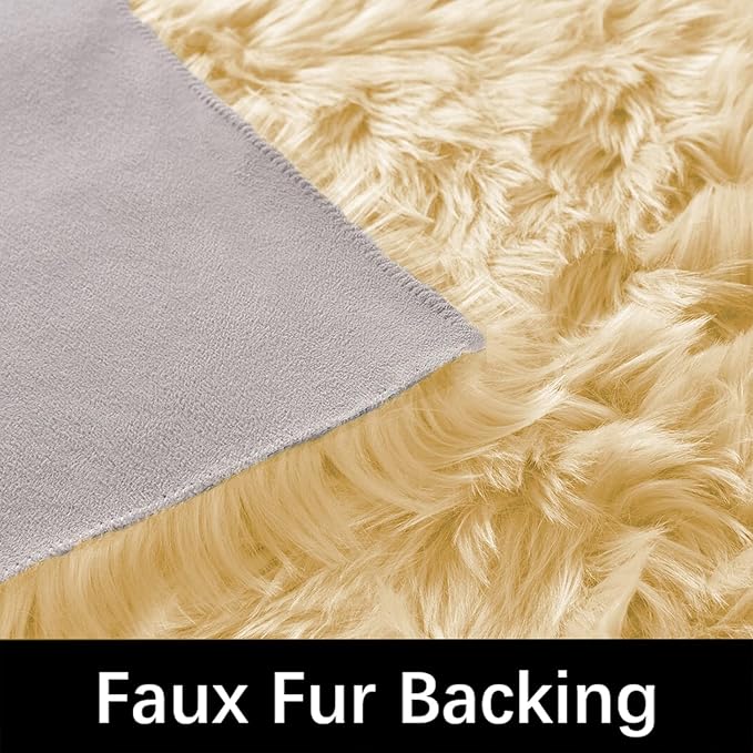 Latepis Runner Rugs for Hallway 2x8 Light Yellow Faux Sheepskin Fur Rug Fluffy Furry Rugs for Bedroom Living Room Rug Rectangle