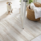 PADOOR Modern Abstract Area Rug - 3x5 Washable Rugs Non-Slip Small Carpet, Ultra Soft Low Pile Floor Rugs for Entrance Front Door Bedroom Bedside Laundry Room Brown