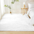 Andency 8x10 Area Rugs for Living Room, White Non-Slip Fluffy Soft Large Shag Bedroom Carpet, Big Indoor Thick Nursery Rug for Kids Dorm Home Decor Aesthetic