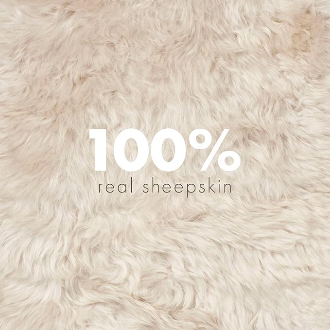 Sheepskin Long Hair 2x3 ft | Bedside Rugs for bedrooms, Sofa, Chair or The Dining Table | Each Sheepskin Rug is Unique and Created by Nature | Small Fluffy Rug in Color Beige