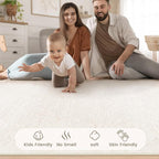 6x9 Area Rug Living Room: Washable Boho Geometric Moroccan Rug Neutral Modern Farmhouse Indoor Soft Non Slip Ultra Thin Printed Pattern Carpet for Dining Room Bedroom Nursery Home (Beige, 6'x9')