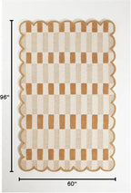 Hand-Tufted Wool Rug with Scalloped Edges, Light Blue Plaid Pattern, Cozy Soft Area Rug for Living Room, Bedroom, and Nursery, Handmade Modern Accent Rug (Neutral, 9X14 FEET)