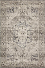 Loloi Hathaway Collection HTH-05 Steel/Ivory 7'-6" x 9'-6", .25" Thick Area Rug, Soft, Durable, Printed, Modern, Low Pile, Non-Shedding, Easy Clean, Living Room Rug