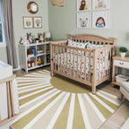 Lahome Rug for Living Room - 5'x7' Area Rug Washable Non-Slip Bedroom Carpet Ultra-Thin Cute Soft Kids Nursery Rug, Boho Rainbow Sun Print Non-Shedding Indoor Rugs for Entryway Office (5'x7', Khaki)