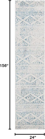 SAFAVIEH Tulum Collection Runner Rug - 2' x 13', Ivory & Turquoise, Moroccan Boho Tribal Design, Non-Shedding & Easy to Clean, Ideal for Living Room, Hallway, Foyer, Bedroom (TUL272E)