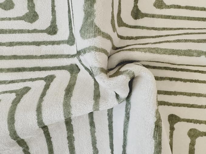 GLN Rugs Contemporary Collection - Machine Washable Area Rug, Contemporary Washable, Non Slip, Low Pile Chenille Rug, Living Room, Bedroom, Kitchen Rug (9' x 12' Green Beige)
