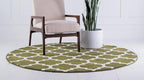Rugs.com Lattice Collection Rug – 6 Ft Round Dark Green Medium Rug Perfect for Kitchens, Dining Rooms