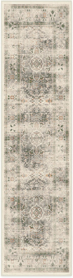 RUGGABLE Washable Vintage Runner Rug – Sarrah Sage 2.5x10, Stain-Resistant, Non-Slip Hallway Runner – Machine Washable Rug for Hallway, Entryway, Living Room & Kitchen–with Cushioned Pad