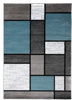 Rugshop Modern Geometric Boxes Blue Area Rug, Non-Shedding Carpet for Bedroom, Office, or Small Living Room, 4' x 6'