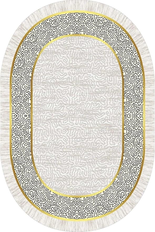Off White Black Gold Indoor Rugs Modern Minimalist Abstract Geometric Pattern Home Office Area Rug 10x12 for Livingroom Bedroom Dining Room Soft Durable Non Skid Carpet Under Table Bordered Floor Mat
