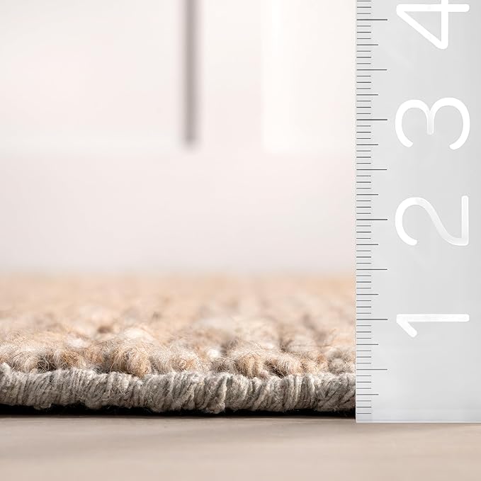 Nuloom Penelope Tan, 3' x 5', Hand-Braided, Wool & Cotton, Soft and Textured, High Traffic, Stain Resistant, Easy Clean, Durable Area Rug for Bedroom, Living Room, Dining, Foyer, Entryway