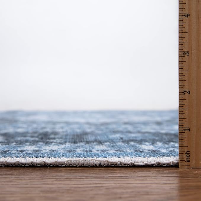 Bloom Rugs Caria Washable Non-Slip 6x9 Rug - Blue Traditional Area Rug for Living Room, Bedroom, Dining Room, and Kitchen - Exact Size: 6' x 9'