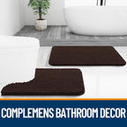OLANLY Bathroom Rugs 59x24, Extra Soft Absorbent Chenille Bath Rugs, Rubber Backing Quick Dry, Machine Washable Bath Mats for Bathroom Floor, Tub and Shower, Home Decor Accessories, Brown