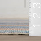 Dash & Albert Tyne Blue Machine Washable Rug, Runner-2.5 X 8 Feet, Blue/Tan Stripe Pattern