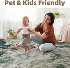 4x6 Washable Area Rugs for Living Room, Blue Modern Abstract Rug Entryway Kitchen Non Slip Throw Rug, Stain Resistant Carpet for Dining Room Playroom Bedroom, Pet & Kids Friendly