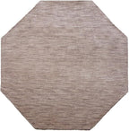 Hand Knotted Loom Wool ECO-Friendly Area Rugs - 8'x8', Octagon Shape, Light Brown Color, Plain Solid, High Pile Thick Handmade Anti Skid Area Rugs for Living Room, Bed Room (L00111)