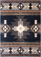 YHSF South West Native American Area Rug C318 - Easy Clean, Thick, Soft, Durable Native Tribal American Indian Inspired Rug for Bedroom/Living Room and more - Black, 5 Feet 11 Inches x 8 Feet 6 Inches