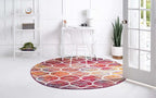 Rugs.com Lattice Frieze Collection Rug – 10' Round Multi Medium Rug Perfect for Kitchens, Dining Rooms
