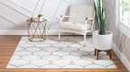 Rugs.com Lattice Frieze Collection Rug – 5' Square Ivory Medium Rug Perfect for Living Rooms, Kitchens, Entryways