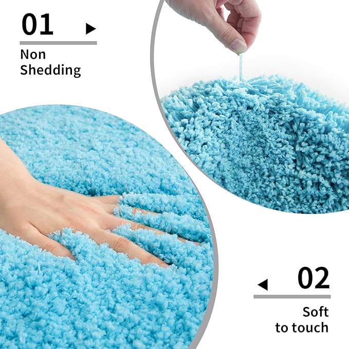 Teal Bathroom Rug 24x36 Non Slip Fluffy Bath Mat for Bathroom Floor Washable Plush Luxury Bath Rug for Tub Soft Shaggy Absorbent Shower Sink Mat