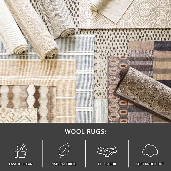 Dash and Albert Crosshatch Wool Area Rug - 3' x 5' Sky Blue Solid Hand Micro Hooked Accent Rug - Durable, High Traffic Areas Bedroom, Hallway, Stairs - Premium Luxury Hotel Quality Soft Breathable