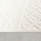 Paco Home Modern Area Rug with Carved Geometric Pattern in Cream Ivory, Size: 4' x 5'7"