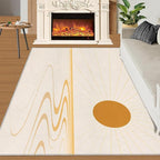 Boho Sun Area Rugs 6x8ft, Minimalist Sunburst Living Room Area Rug, Geometric Solar Play Rug with Carpet Tape Double Sided for Bedroom Office Home Decor